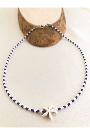 گردنبند جواهر بنفش زنانه منجق Handmade - کد 721931674