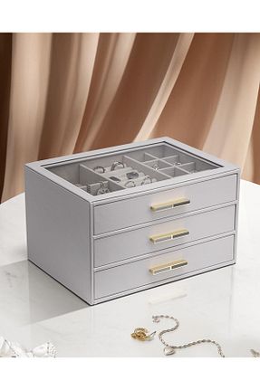 کمد جواهرات و اکسسوری طوسی چوب VLANDO - کد 816721455