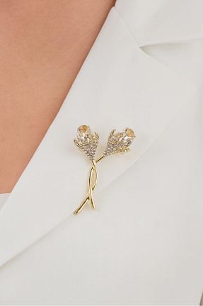 سنجاق سینه طلائی زنانه نخ متالیک پلی آمید MRK - کد 812958513