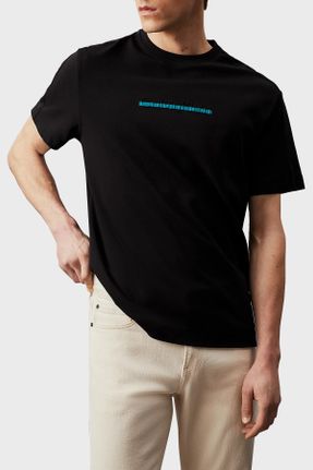 تی شرت مشکی مردانه رگولار یقه گرد کد 816740676