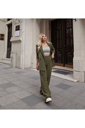 ست بالاتنه و پائین تنه خاکی زنانه بافتنی cn novembersun - کد 817030878
