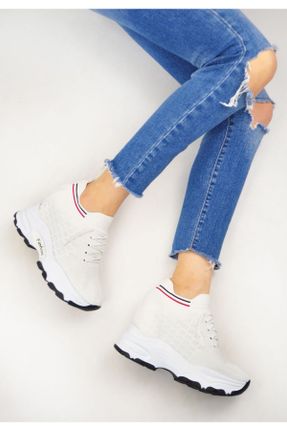 کفش پاشنه بلند پر سفید زنانه پاشنه بلند ( +10 cm) پارچه نساجی پاشنه پر کد 817090022
