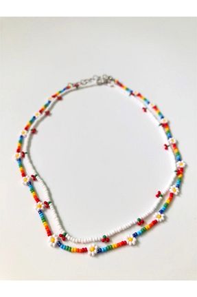 گردنبند جواهر رنگی زنانه منجق Handmade - کد 716883294