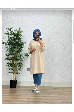 تونیک حجاب قهوه ای زنانه پنبه ای GGMM - کد 776870166