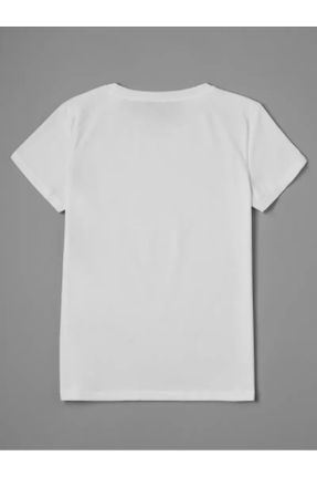 تی شرت سفید زنانه راحت یقه گرد کد 817340502