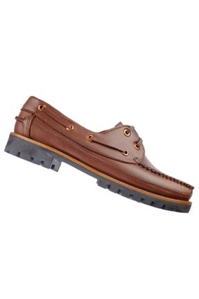 کفش کلاسیک قهوه ای مردانه چرم طبیعی پاشنه کوتاه ( 4 - 1 cm ) پاشنه ساده کد 817204043