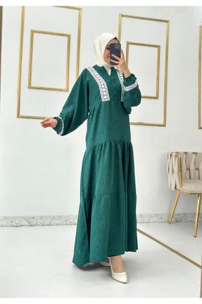 لباس سبز زنانه اورسایز بافتنی کتان کد 817224850