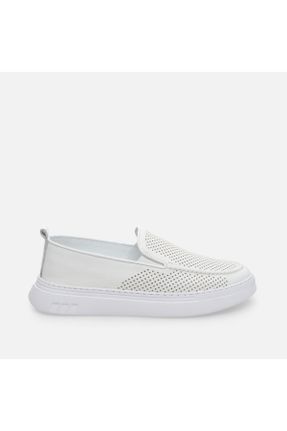 کفش کژوال سفید مردانه چرم طبیعی پاشنه کوتاه ( 4 - 1 cm ) پاشنه ساده کد 817267749