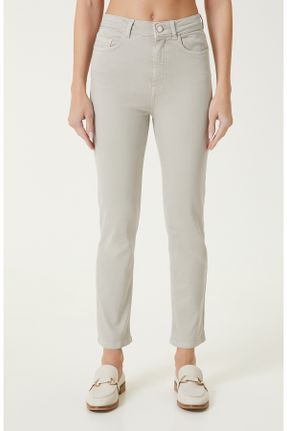 شلوار جین طوسی زنانه پاچه تنگ فاق بلند استاندارد کد 817358682