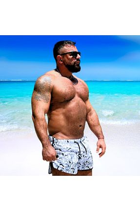 شلوارک ساحلی سفید مردانه بافتنی turcobear - کد 736824098