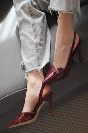 کفش پاشنه بلند کلاسیک زرشکی زنانه چرم مصنوعی پاشنه متوسط ( 5 - 9 cm ) پاشنه نازک کد 814270217