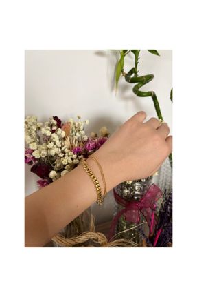 دستبند استیل طلائی زنانه فولاد ( استیل ) کد 732568876