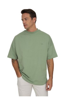 تی شرت سبز مردانه رگولار یقه گرد تکی بیسیک کد 743739061