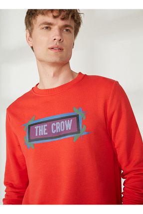 سوئیشرت قرمز مردانه چاپی The Crow - کد 380027156