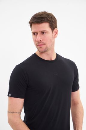 تی شرت مشکی مردانه رگولار یقه گرد کد 814750421