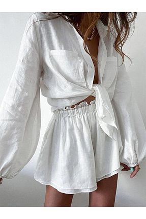 ست بالاتنه و پائین تنه سفید زنانه بافتنی Buklemoda - کد 665647534