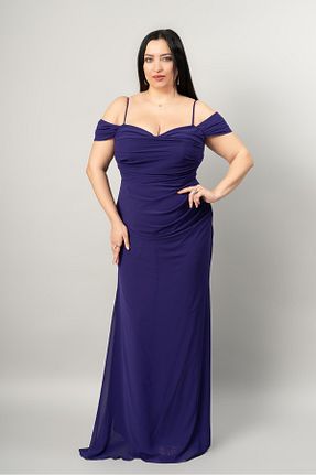 لباس مجلسی سایز بزرگ بنفش زنانه یقه دگاژه fevzuss - کد 817362249