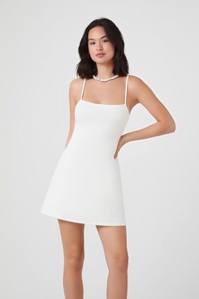 لباس سفید زنانه بافت لیکرا آستین-کوتاه کد 817282999