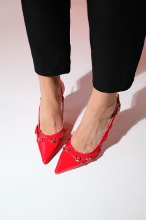 کفش پاشنه بلند کلاسیک قرمز زنانه پاشنه نازک پاشنه متوسط ( 5 - 9 cm ) چرم مصنوعی کد 817136771