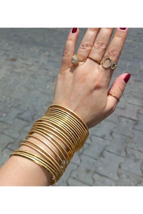دستبند استیل طلائی زنانه فولاد ( استیل ) کد 817203746