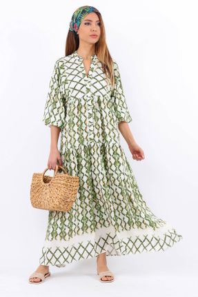 لباس سبز زنانه اورسایز بافتنی ویسکون کد 817207770