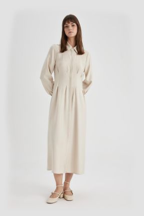 لباس بژ زنانه بافتنی لباس پیراهنی آستین-بلند کد 817211369