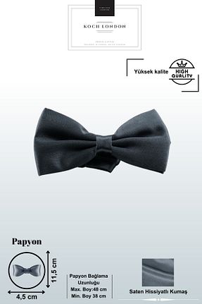 پاپیون طوسی مردانه ساتن Koch London - کد 799713429