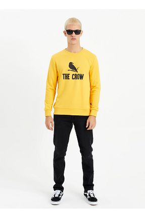 سوئیشرت زرد مردانه چاپی The Crow - کد 673086446