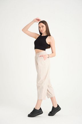 شلوار بژ زنانه پنبه ای StickerFashion - کد 817287342