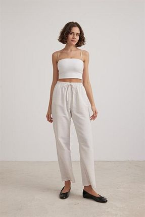 شلوار بژ زنانه کتان NRC COLLECTION - کد 817370246