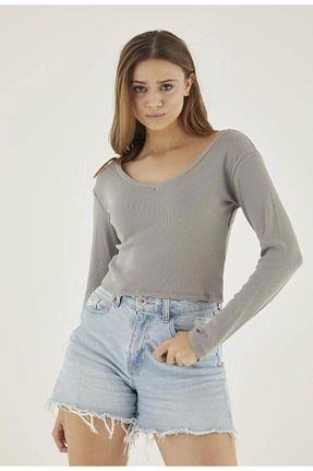 بلوز طوسی زنانه ساده BNK Shop - کد 817361725