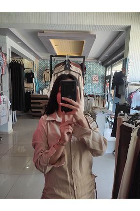 پیراهن بژ زنانه اورسایز Sublime Butik - کد 817535414