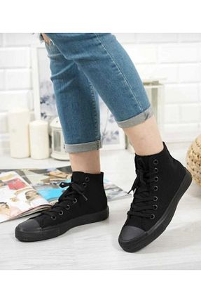 کفش اسنیکر مشکی زنانه بند دار BY İMİS SHOES - کد 817610181
