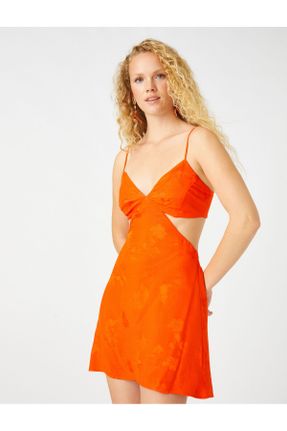 لباس نارنجی زنانه بافتنی رگولار بند دار کد 452534197