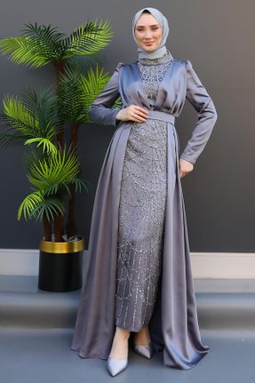 لباس مجلسی طوسی زنانه کد 817812449