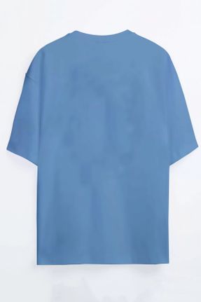 تی شرت آبی زنانه اورسایز یقه گرد پنبه (نخی) کد 817865523