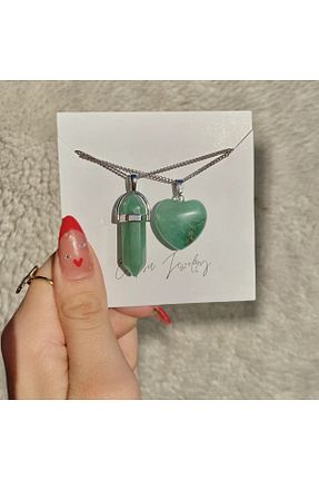 گردنبند جواهر سبز زنانه سنگ طبیعی Elifsu Jewelry - کد 817897274