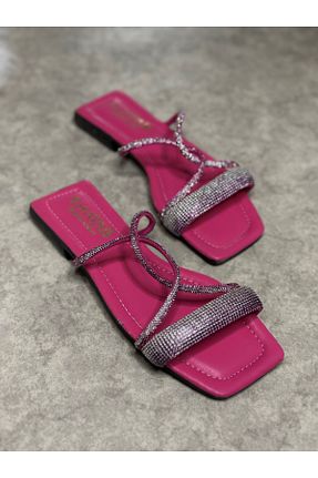 دمپائی صورتی زنانه چرم مصنوعی İmerShoes - کد 817910313