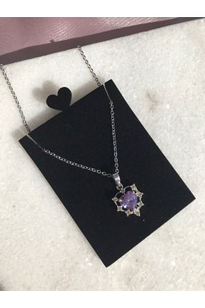 گردنبند جواهر بنفش زنانه روکش طلا Cheberry - کد 817953064