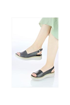 صندل مشکی زنانه پاشنه تخت PATRON SHOES - کد 817543561