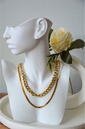 گردنبند استیل طلائی زنانه استیل ضد زنگ کد 780679812