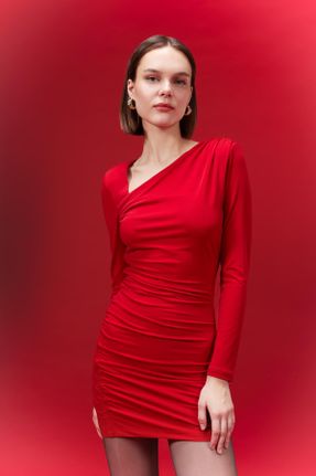 لباس قرمز زنانه بافتنی آستین-بلند کد 817738454