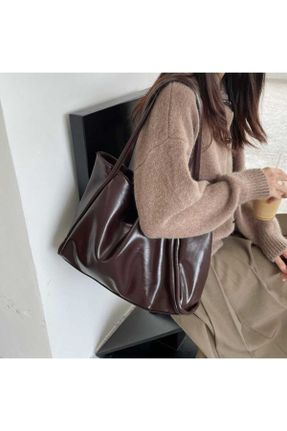 کیف دوشی قهوه ای زنانه چرم مصنوعی کد 817817141