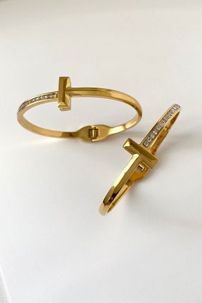 دستبند استیل (فولاد) طلائی زنانه استیل ضد زنگ SilverStone - کد 817901993