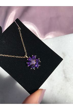 گردنبند جواهر بنفش زنانه روکش طلا Cheberry - کد 817945609