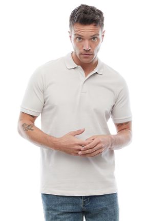 تی شرت طوسی مردانه اورسایز یقه پولو تکی طراحی کد 817960228