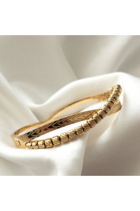 دستبند استیل طلائی زنانه استیل ضد زنگ کد 817957803