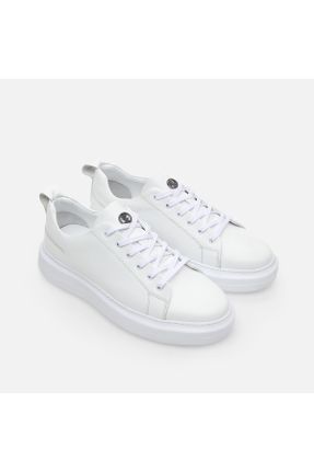 کفش کژوال سفید مردانه چرم طبیعی پاشنه کوتاه ( 4 - 1 cm ) پاشنه ساده کد 818075413