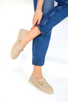 کفش کژوال بژ زنانه چرم مصنوعی پاشنه کوتاه ( 4 - 1 cm ) پاشنه ساده کد 814909332