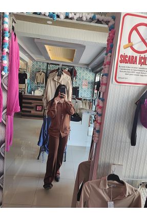 پیراهن قهوه ای زنانه اورسایز Sublime Butik - کد 817532852